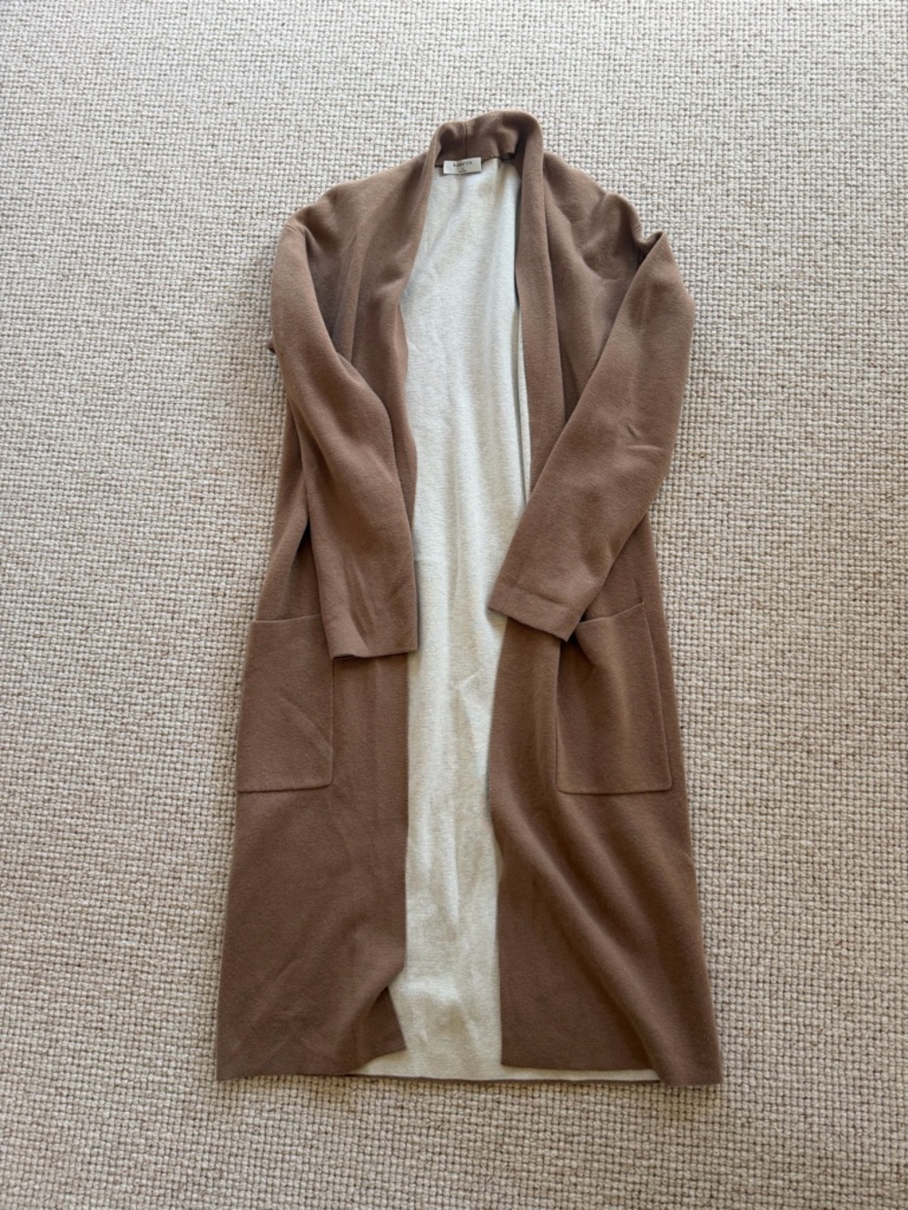 Babaton Brown Open-Front Long Cardigan